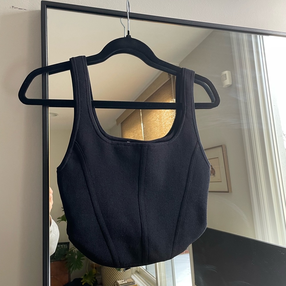 BABATON Sculpt Knit Bustier Seam Tank in Black - Size Medium